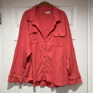 Simply Southern Waffle Shacket XL